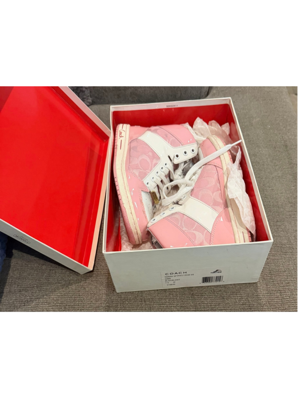 Women's Coach Norra High Top Sneakers Pink White Size 7.5